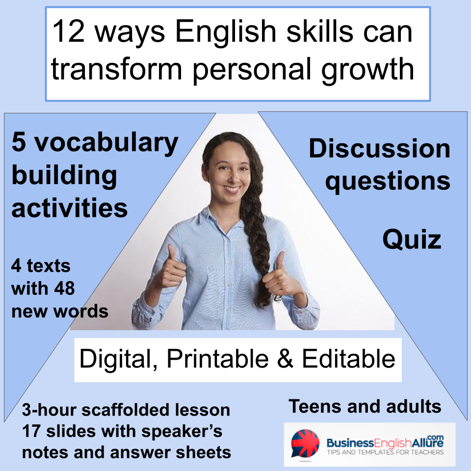 TeachersPayTeachers $3 resource on how English skills can boost Personal Development and Growth. 